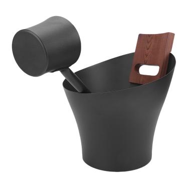 Imagem de Zhjvihx Balde de Sauna de Alumínio 5L Com Concha de Alça Longa de Madeira, Conjunto de Acessórios de Sauna para Casas SPA Fontes Termais Ao Ar Livre, Conjunto de Colher de Alça Longa
