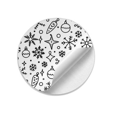 Imagem de Adesivos Redondos Natalinos Floco de Neve e Estrela 25 Unidades para Decoração de Natal - Tamanho 85x85cm
