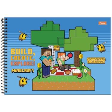 Imagem de Caderno de Desenho Minecraft FORONI - 80 Folhas (Azul)
