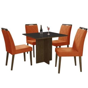Imagem de Mesa de Jantar Los Angeles 90x90cm com 4 Cadeiras Minas Plac Cor Canel