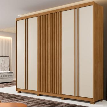 Imagem de Guarda Roupa Casal Ripado 6 Portas com Pés Montreal Benetil