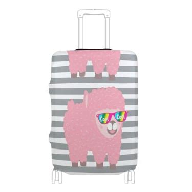 Imagem de Joisal Linda capa de mala rosa alpaca arco-íris legal fofa protetor de bagagem identificadores de bagagem manga de viagem para mulheres, P, serve para capa de 45 a 50 cm, Lindo arco-íris alpaca rosa