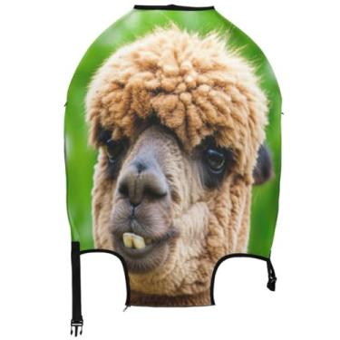 Imagem de Joisal Capa protetora de bagagem, capa de mala fofa, antiarranhões, engraçada, essencial para férias, capa de mala, alpaca divertida, arte legal, Arte divertida de alpaca, L, Fits 26-28 Inch Case