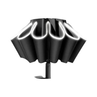 Imagem de Guarda-chuva Grande Reversível Com Listras Refletivas À Prova De Vento