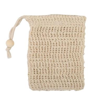 Imagem de Saco de sabão de espuma de linho de algodão natural Saver Net Mesh Massagem Bolsa Esfoliante Ferramenta de limpeza para fazer bolhas de banho (branco)