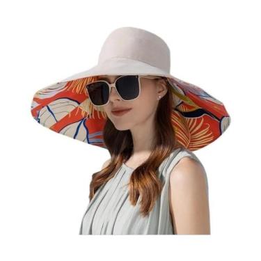 Imagem de Chapéu De Pescador Feminino Dupla Face 100% Algodão Com Aba Larga Para