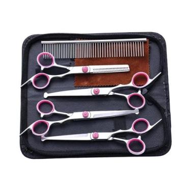 Imagem de Conjunto Profissional De Tesouras Para Cuidado De Cães E Gatos 5 Em 1 