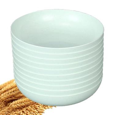 Imagem de YuanQ Pacote com 10 pratos de salada redondos profundos de 14,5 cm, pratos de cozinha reutilizáveis para lanche ou salada, lava-louças e micro-ondas, pratos de jantar leves e inquebráveis (verde)