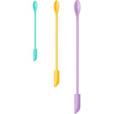 Imagem de Espátula de maquiagem, 3 peças, conjunto de espátulas de silicone, mini espátula pequena para alimentos, garrafa de beleza, frasco de loção para tirar a última maquiagem (cor nº 3)
