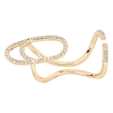 Imagem de Cryfokt Anel de Unha Moderno e Ajustável para Decorações de Manicure Saudáveis ​​para Casamentos e Festas - Anéis de Joias de Unha de Cobre Galvanizado para Mulheres, Uso Diário (3048 ouro)