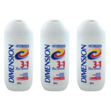 Imagem de KIT Shampoo Dimension 3 em 1 Anticaspa Secos 200ml - 3 Unidades.