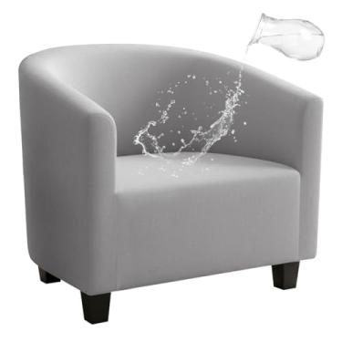 Imagem de NICEEC Capa para cadeira de clube cinza claro elastano elástico capa para cadeira de banheira repelente de água capa macia para poltrona removível protetor de móveis para sala de estar