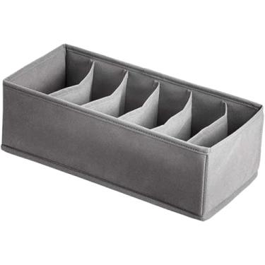 Imagem de Organizador de Gavetas quarto armário closet com Divisórias Cinza 6 Compartimentos Tecido Dobrável para camisetas Roupas Íntimas Meias cuecas lingerie Acessórios