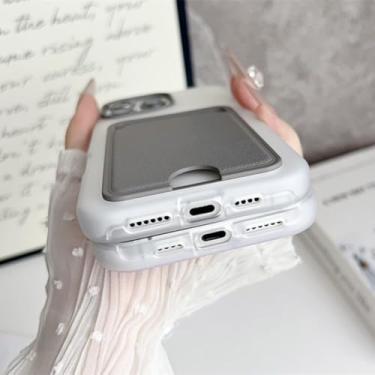 Imagem de HTVJFXCapa carteira fosca com padrão de couro para iPhone 16, compartimento para cartões, revestimento macio em TPU à prova de choque (para iPhone 16/Rosa)