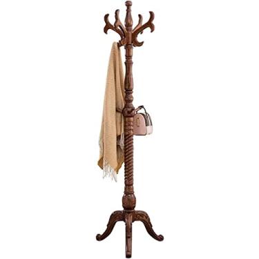 Imagem de A1DFDFGOQSFG Cabideiro de madeira maciça com 8 ganchos cabide de chão cabide de cabide para cabide de cabide de casa armazenamento doméstico cabide de carvalho para quarto ()