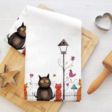 Imagem de Toalhas de cozinha coloridas para gatos, panos de prato de microfibra para secar pratos, panos de cozinha macios absorventes para pratos, toalha de mão para banheiro, sala de estar, presentes para