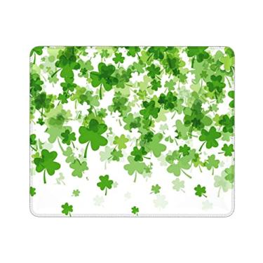 Imagem de Tapete de rato trevo, padrão de dia de São Patrício com trevos contínuos irregulares, tapete de rato retangular de borracha antiderrapante, tamanho único