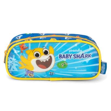 Imagem de Estojo Escolar Baby Shark Azul e Amarelo - Luxcel 23x10x6cm