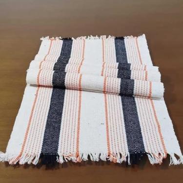 Imagem de Jogo Americano Natal 4 Peças Algodão Artesanal Tear Manual - Mesa Posta Rústica Elegante (Laranja)