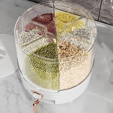 Imagem de Generic Recipiente Giratório Dispensador de Grãos para Arroz e Feijão, Dispensador Giratório de Alimentos 360 ° para Cozinha, Feito de Plástico PP, 6 Compartimentos, Design Transparente para Fácil (L)