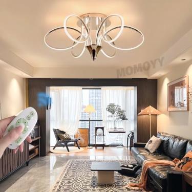 Imagem de Luminária de teto LED moderna em estilo nórdico para sala de estar, com regulagem contínua de intensidade luminosa (3000-6000K), ideal para quarto, sala de jantar e outros ambientes. Possui