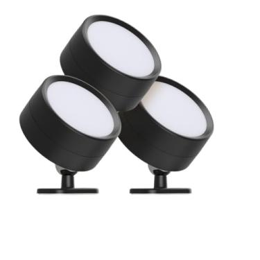 Imagem de Conjuntos de lâmpadas LED para iluminação pública 1–4 Três cores ajustáveis Carregamento USB Luz giratória em 360° Elegante e esteticamente agradável(Preto - Kit 3)
