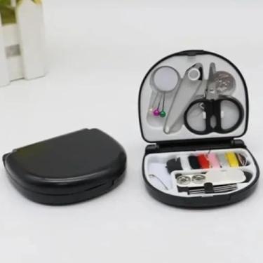Imagem de Kit de costura portátil com estojo de armazenamento, kit de agulha e linha com suprimentos de costura, kit de reparo de emergência acessórios (azul)