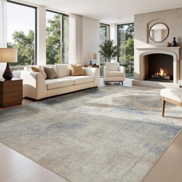 Imagem de Joydeco Tapetes de área de 20 x 25 cm para sala de estar, antiderrapante moderno abstrato lavável à máquina, tapete fino resistente a manchas e não derrama, para quarto, sala de jantar, decoração de