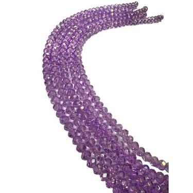 Imagem de Fio de Cristal Achatado 8mm com Furo para Bijuterias e Artesanato – Kit 5 Fios de Contas de Vidro Coloridas (Lilás Transparente Boreal)