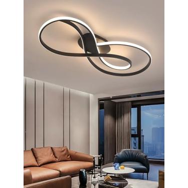 Imagem de Luminária de teto LED para sala de estar, com intensidade regulável e controle remoto. Design moderno e criativo, em acrílico, ideal para iluminação de interiores, quartos e salas de jantar