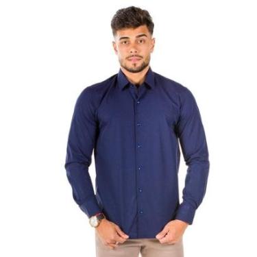 Imagem de Camisa Social Azul Quadriculado-Masculino