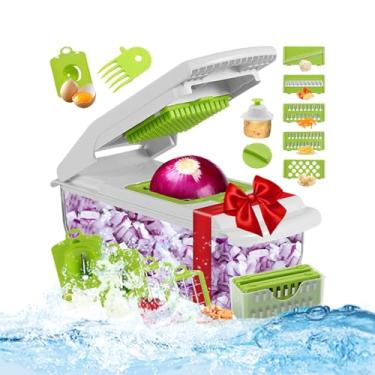 Imagem de Cortador de legumes do helicóptero, helicóptero vegetal,Chopper vegetal de dicer com alimentos com recipiente - Gadgets de cozinha multifuncionais Slicer de cebola com recipiente para salada de batata