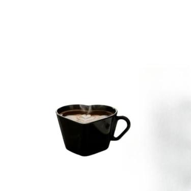 Imagem de 4 Xícaras de Café Coração de Plástico Acrílico Cor Preto – Ideal para Café da Manhã, Reuniões Domésticas e Presentes