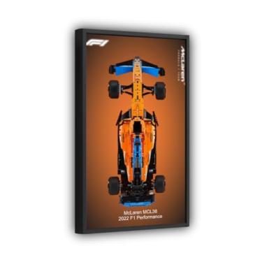 Imagem de Quadro Expositor para Carro F1 Mclaren MCL36, Tamanho 50x80cm, Impressão UV no Acrílico, Incluso 2 Ganchos, Moldura Preta (D)