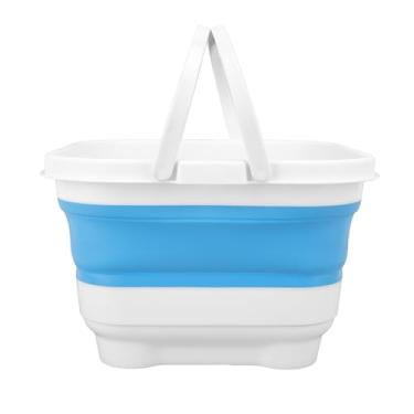 Imagem de AYNEFY Banheira de Armazenamento de Brinquedos Banheira de Armazenamento de Brinquedos de Banho Dobrável Organizador de de de Banho para Crianças Organizadores (Branco e Azul)