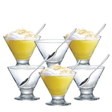 Imagem de Ruvolo, Jogo de Taça Sobremesa New Egito, 6 Taças de Vidro 225ml, 6 Colheres de Inox