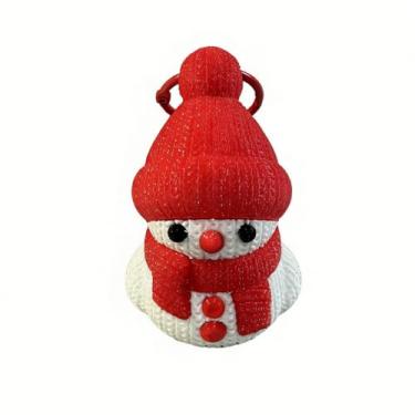 Imagem de Hpyxglmy Chaveiro de boneco de neve impresso em 3D, estatuetas adoráveis, enfeites de Natal, presente para amigos, lembrancinhas de festa e decorações de férias colecionáveis (vermelho)