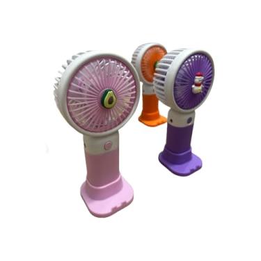 Imagem de Mini Ventilador Portátil Mão/Mesa Recarregável USB com Adesivo e Suporte(KIT 3)