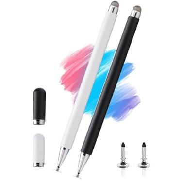 Imagem de Caneta Stylus 2 em 1 para Samsung Galaxy Tab A9/A9 Plus/7 Lite/A7/A8/A8 Plus/, Lápis de Alta Sensibilidade e Precisão para iPad/iPhone/Fire/Lenovo/Pixel Mesas Todos os Dispositivos Touch (Branco +