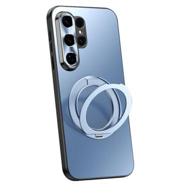 Imagem de HAOMRIYL Capa para Samsung Galaxy S26 Ultra/S26 Plus/S26, Anel Giratório, Suporte para Câmera, Proteção Antiqueda, Slim PC, Azul, S26plus