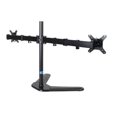 Imagem de KEG801302 Suporte de mesa para monitor duplo de escritório, suporte para monitor de pé livre para 2 telas de até 8 kg por braço, braço de montagem de monitor duplo ajustável com inclinação, rotação e