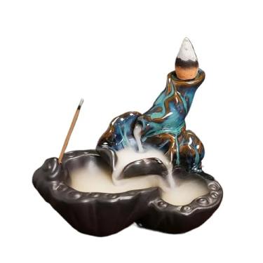 Imagem de Creative Lucky Fish Cerâmica Artesanato Ornamentos Domésticos Cachoeira Retorno Incenso Incenso Titular (Azul Claro)