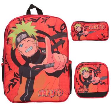 Imagem de Mochila Masculina Anime Naruto De Costas + Lancheira Escolar - TOYS 2U