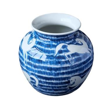 Imagem de Vaso de cerâmica estilo chinês de flores frescas pintado à mão com tinta azul e branca em porcelana vaso de porcelana adequado para uso interno
