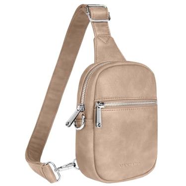 Imagem de Vantamo Bolsa tiracolo feminina com alça ajustável, RFID e clipe antifurto, bolsas transversais para mulheres, pacote de couro PU, Pedra/pedra, Bolsa tiracolo