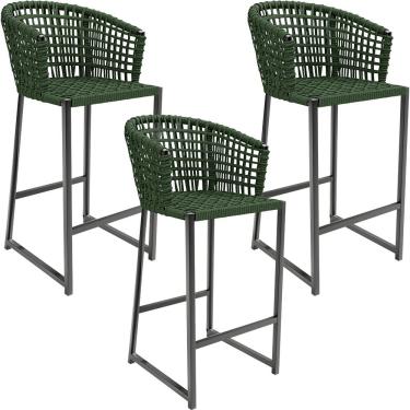 Imagem de Kit 03 Banqueta Para Área Gourmet Cozinha Varanda Corda Náutica Porto D04 Verde - Lyam Decor