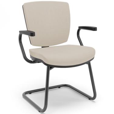 Imagem de Cadeira de Escritório Fixa Executiva Office Preto Slim Baixa Flexi P03 Vinil Bege - Lyam