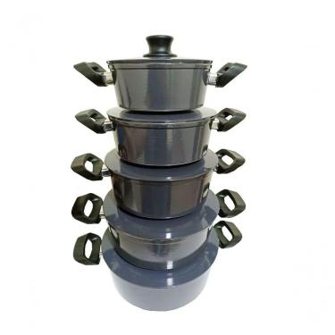 Imagem de Jogo 5 Panelas Alumínio Batido Fundido Cor Grafite Extang