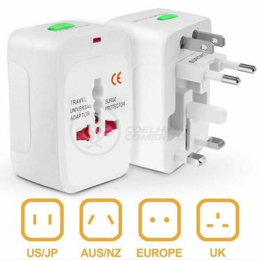 Imagem de Adaptador Tomada Universal Padrão 150 Países Uk Europa Eua Asia Viagem Bivolt 110/220 Bivolt Aio
