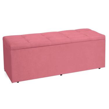 Imagem de Calçadeira Recamier Baú King 1,95m Roma Suede Rosa - Pallazio